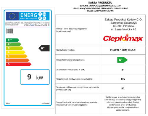 Pellpal Slim Plus 9kW karta produktu i etykieta energetyczna.png